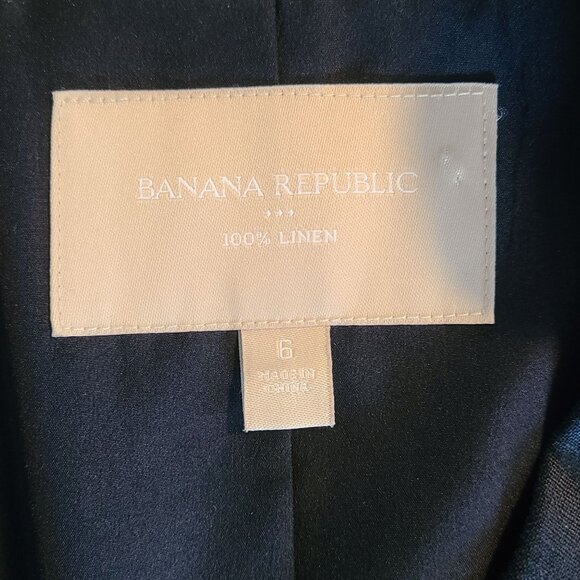 Banana Republic Navy Blue Linen Lightweight Blazer Jacket Career Casual Women 6 - Picture 4 of 10